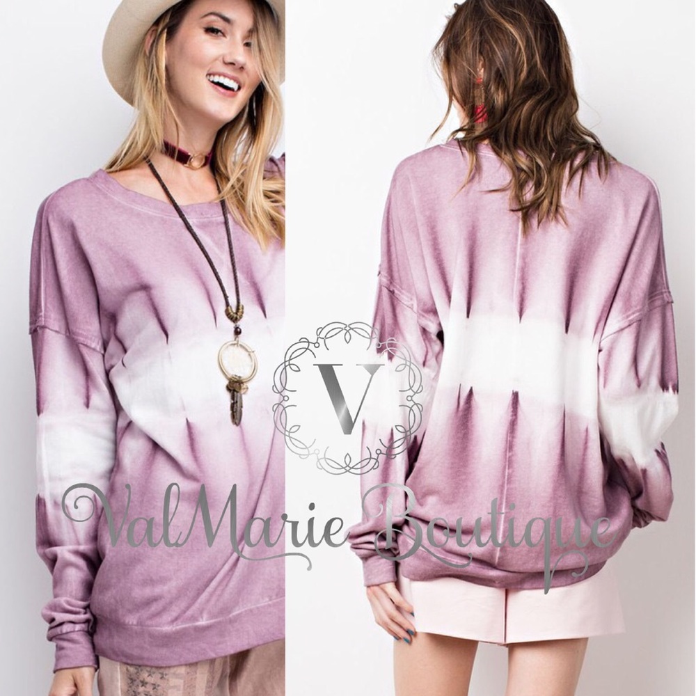 LAST 1! Mauve Tie Dye French Terry Sweatshirt - Picture 2 of 3